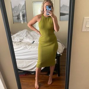 NWT House of Harlow 1960 Green stretch knit Racerback midi sweater open back